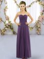 Fine Purple Empire Chiffon Sweetheart Sleeveless Ruching Floor Length Lace Up Quinceanera Dama Dress