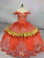 Orange Red Sleeveless Satin Lace Up Quinceanera Dresses for Sweet 16 and Quinceanera