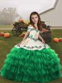 Organza Sleeveless Floor Length Pageant Dress for Girls and Embroidery