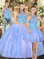 Multi-color Sleeveless Tulle Lace Up Quinceanera Dresses for Sweet 16 and Quinceanera