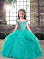 Wonderful Teal Sleeveless Beading Floor Length Little Girls Pageant Dress Wholesale
