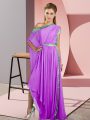 Lavender Sleeveless Sequins Asymmetrical Prom Dress