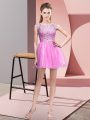 Low Price Lilac Zipper Bateau Beading Cocktail Dress Tulle Sleeveless