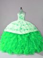 Lace Up Quinceanera Gowns for Sweet 16 and Quinceanera with Embroidery and Ruffles Court Train