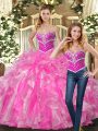 Low Price Ball Gowns Sleeveless Rose Pink Sweet 16 Dresses Lace Up