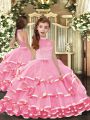 Elegant Floor Length Ball Gowns Sleeveless Pink Little Girls Pageant Gowns Backless