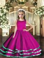 Sleeveless Ruffled Layers Lace Up Kids Formal Wear