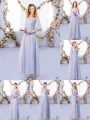 Popular Floor Length Grey Vestidos de Damas Off The Shoulder Half Sleeves Side Zipper