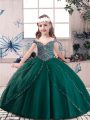 Sleeveless Beading Lace Up Girls Pageant Dresses