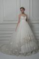 Fantastic White Tulle Lace Up Bridal Gown Sleeveless Court Train Beading and Lace and Hand Made Flower