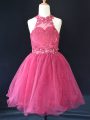 Organza Sleeveless Mini Length Little Girl Pageant Gowns and Beading and Lace
