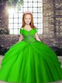 Super Sleeveless Lace Up Floor Length Beading Little Girls Pageant Gowns