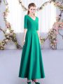 Turquoise Damas Dress Wedding Party with Ruching V-neck Half Sleeves Zipper