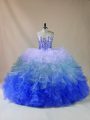 Modern Floor Length Multi-color Sweet 16 Quinceanera Dress Organza Sleeveless Beading and Ruffles