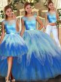 Eye-catching Sleeveless Lace and Ruffles Lace Up Quinceanera Dresses