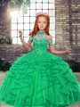 High-neck Sleeveless Lace Up Pageant Dress Wholesale Turquoise Tulle