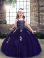 Straps Sleeveless Tulle Pageant Dress Toddler Appliques Lace Up
