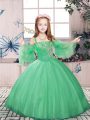 Nice Green Sleeveless Tulle Lace Up Little Girl Pageant Gowns for Party and Sweet 16 and Wedding Party
