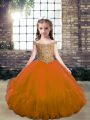 Brown Lace Up Off The Shoulder Beading Little Girls Pageant Dress Wholesale Tulle Sleeveless