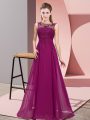 Lovely Chiffon Sleeveless Floor Length Wedding Party Dress and Beading and Appliques