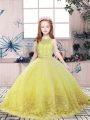 Beauteous Scoop Sleeveless Tulle Child Pageant Dress Lace and Appliques Backless