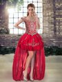 Super Red Sleeveless Tulle Lace Up for Prom and Party