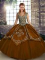 Floor Length Ball Gowns Sleeveless Brown Sweet 16 Quinceanera Dress Lace Up