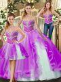 Simple Lilac Sweet 16 Dresses Sweet 16 and Quinceanera with Beading Sweetheart Sleeveless Lace Up