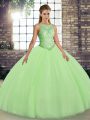 Customized Sleeveless Embroidery Lace Up Quince Ball Gowns