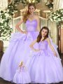 Romantic Sleeveless Floor Length Beading Lace Up 15 Quinceanera Dress with Lavender