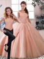Shining Sleeveless Brush Train Lace Up Beading Vestidos de Quinceanera