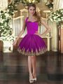 Admirable Mini Length Lace Up Evening Dress Purple for Prom and Party with Embroidery