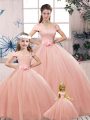 Flirting Pink Sweet 16 Quinceanera Dress Military Ball and Sweet 16 and Quinceanera with Lace and Hand Made Flower Off The Shoulder Short Sleeves Lace Up