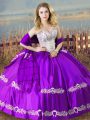 Deluxe Purple Sweetheart Lace Up Beading and Embroidery Sweet 16 Dresses Sleeveless
