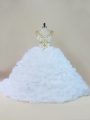 Trendy White Sleeveless Beading and Pick Ups Lace Up Sweet 16 Dresses