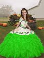 Attractive Floor Length Green Little Girls Pageant Gowns Straps Sleeveless Lace Up
