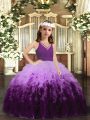 Amazing Multi-color Zipper V-neck Ruffles Little Girl Pageant Dress Tulle Sleeveless