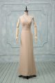 Best Champagne Chiffon Backless Halter Top Sleeveless Floor Length Mother Of The Bride Dress Ruching