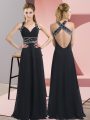 Classical Black Sleeveless Chiffon Backless Mother Of The Bride Dress for Prom and Party