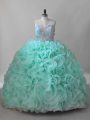 Artistic Lace Up Sweet 16 Dress Apple Green for Sweet 16 and Quinceanera with Beading Brush Train