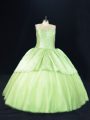 Admirable Floor Length Yellow Green Sweet 16 Quinceanera Dress Scoop Sleeveless Lace Up