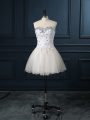 Organza Sleeveless Mini Length Wedding Gown and Beading and Lace