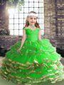 Charming Ball Gowns Tulle Straps Sleeveless Beading and Ruching High Low Lace Up Kids Pageant Dress