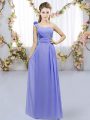 Lavender Sleeveless Chiffon Lace Up Wedding Guest Dresses for Wedding Party