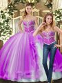 Cute Lilac Sweet 16 Quinceanera Dress Sweet 16 and Quinceanera with Beading Sweetheart Sleeveless Lace Up