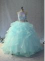 Exceptional Light Blue Backless Sweet 16 Dresses Beading and Ruffles Sleeveless Floor Length