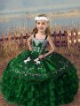 Sleeveless Embroidery and Ruffled Layers Lace Up Pageant Dress Womens