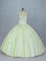 Custom Made Lace Up 15 Quinceanera Dress Yellow Green for Sweet 16 and Quinceanera with Beading