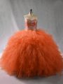 Best Selling Floor Length Ball Gowns Sleeveless Orange Red Sweet 16 Dresses Lace Up