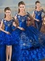 Superior Floor Length Ball Gowns Sleeveless Royal Blue Quinceanera Dresses Lace Up